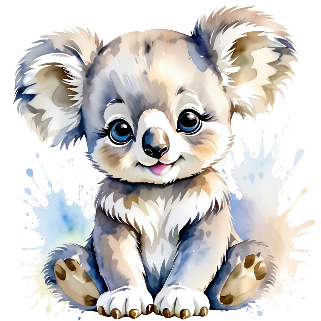 Adorable Watercolor Koala Baby Artwork