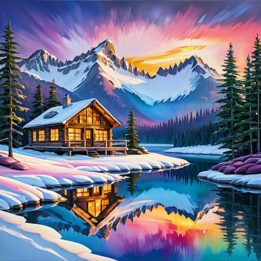 Romantic Sunset Over Snowy Landscape