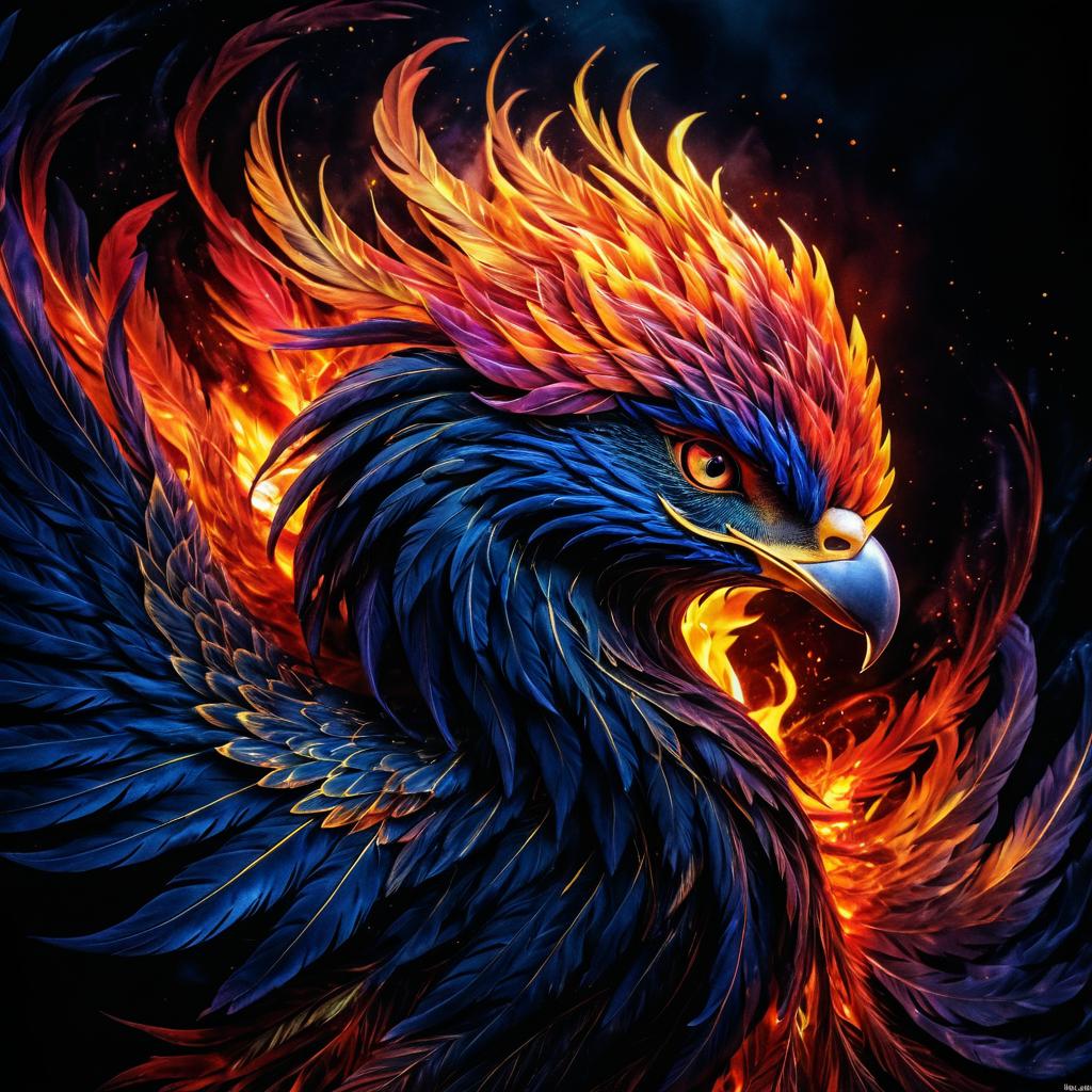 Vibrant Phoenix Rising from Ashes