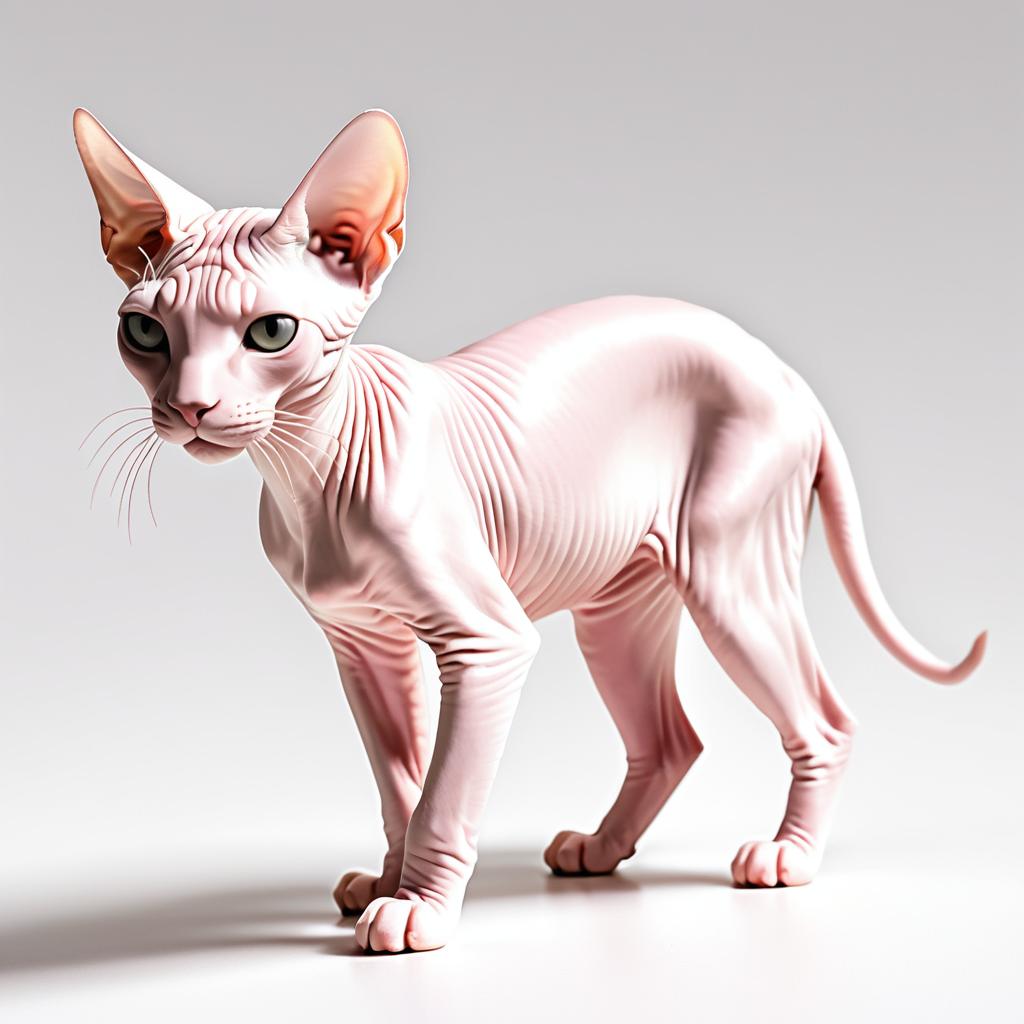 Realistic Sphynx Cat on White Background