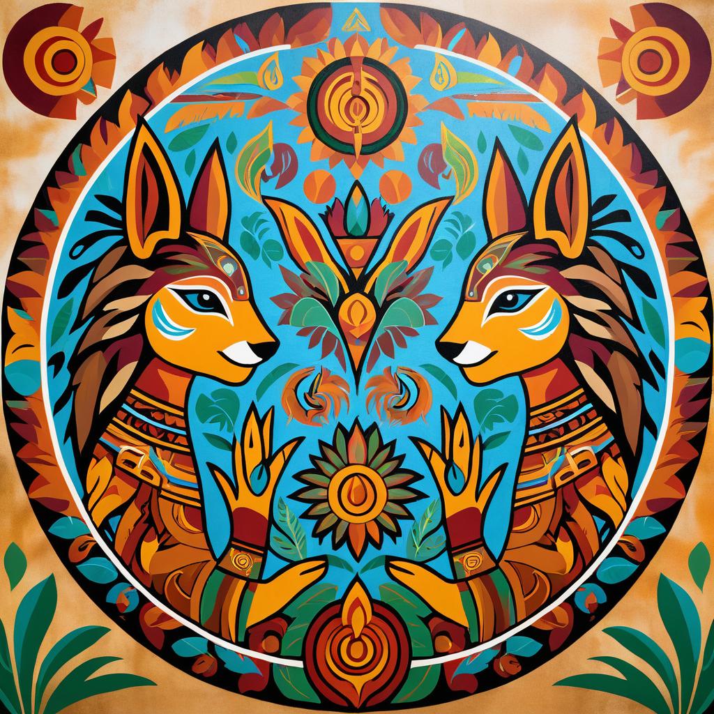 Mayan Mural of Coyote Spirits