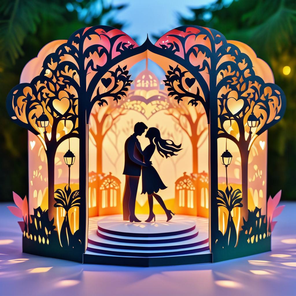 Romantic Embrace in Lantern-Lit Garden