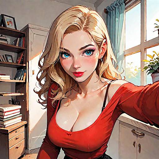 Casual Indoor Portrait of Smiling Woman