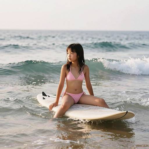 Teen on Surfboard at Dawn