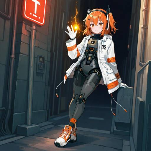 Futuristic Android in Neon Alleyway
