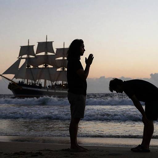 Silhouetted Prayer on Sunset Beach