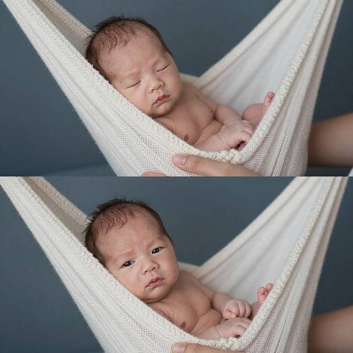 Newborn Baby in Knitted Hammock Duo