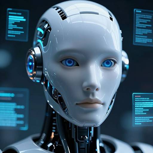 Photorealistic Humanoid Robot Close-Up