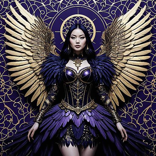 Intricate Gothic Angel with Mechanical Wings