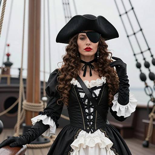 Victorian Pirate Woman on Ship Deck
