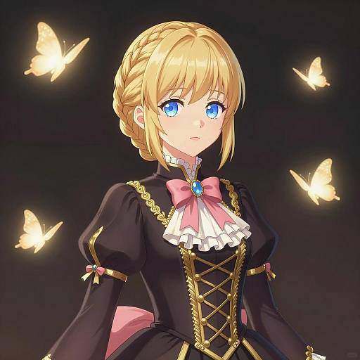 Elegant Anime Girl with Butterflies