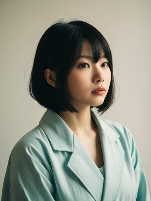 Young Woman in Light Blue Blazer Portrait