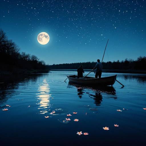 Determined Man on Serene Rowing Boat Determined Man on Serene Rowing Boat