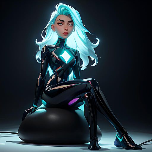 Glowing Rubber Panel Woman Portrait