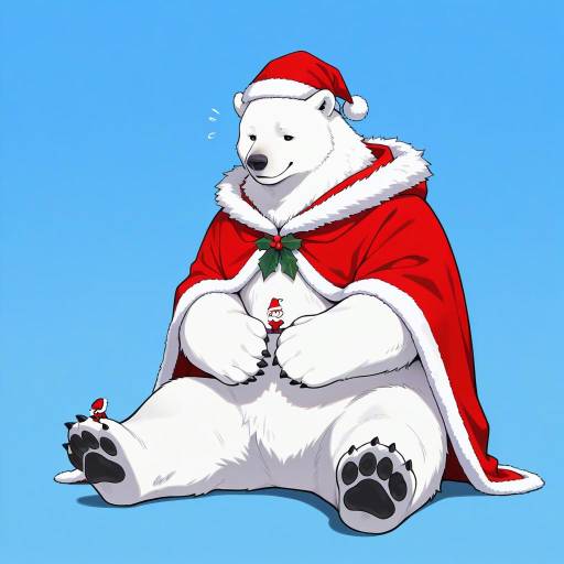 Juvenile Polar Bear in Santa Outfit Juvenile Polar Bear in Santa Outfit