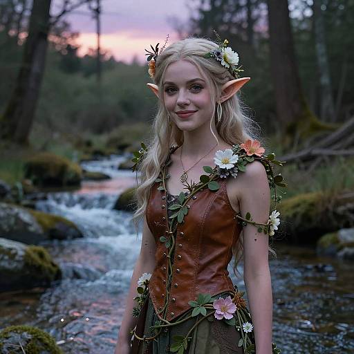 Fantasy Elf Woman by Forest Stream
