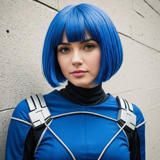 Sleek Blue Bob Cosplay Character Design
