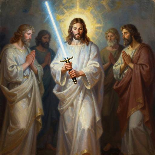 Jesus with Radiant Lightsaber and Apostles