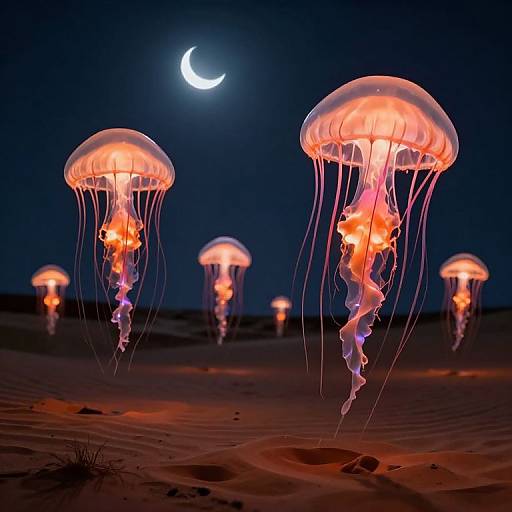 Glowing Jellyfish Over Desert Night