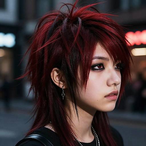 Edgy Red and Black Emo Hair