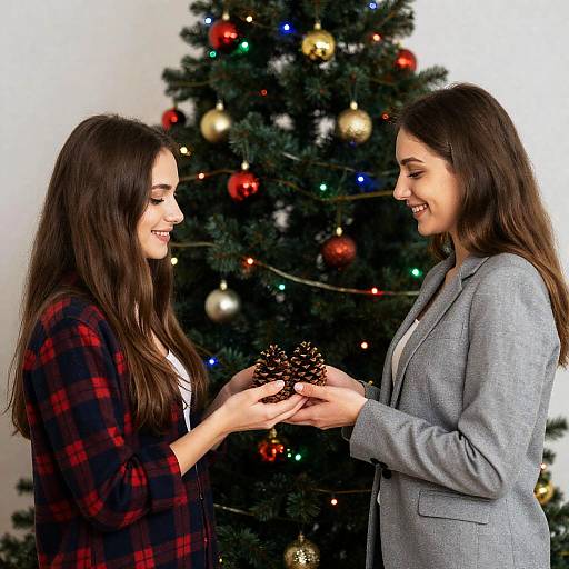 Festive Friendship by the Christmas Tree