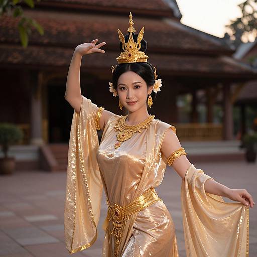Elegant Cambodian Apsara Dancer Portrait