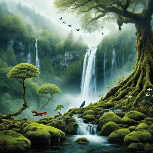 Enchanting Forest Waterfall Scene