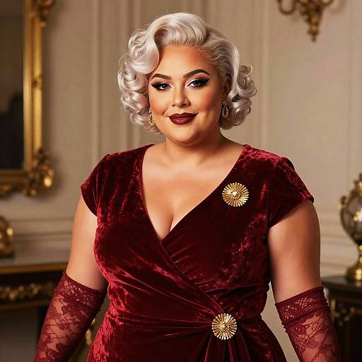Elegant Plus-Size Woman in Vintage Velvet