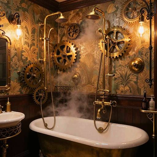 Victorian Steampunk Bathroom Interior