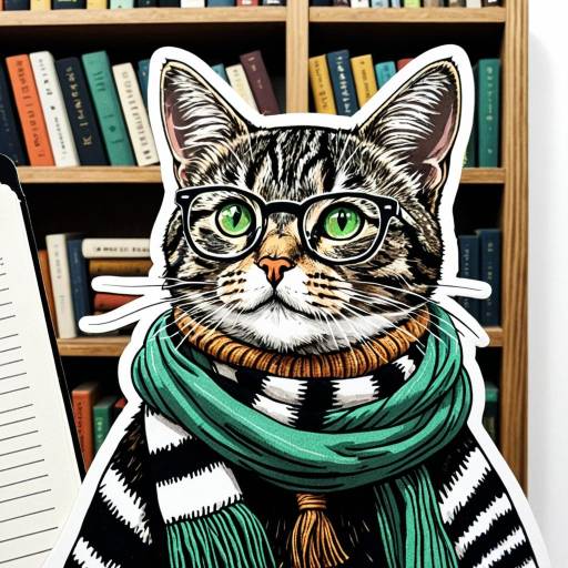 Whimsical Tabby Cat in Bookstore