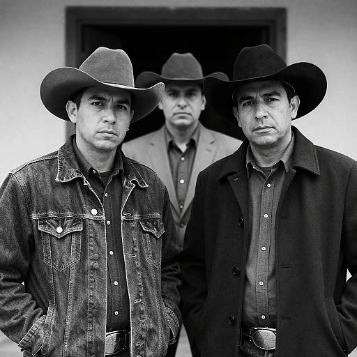 Vintage Cowboy Photograph with Three Men