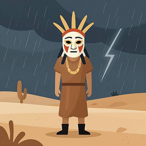 Shaman Mask in Desert Thunderstorm