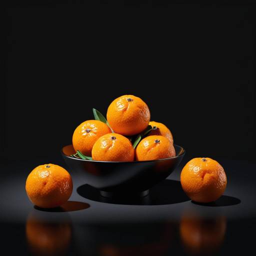 Fresh Tangerines in Black Bowl