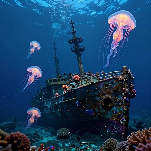 Surreal Underwater Luminescent Scene