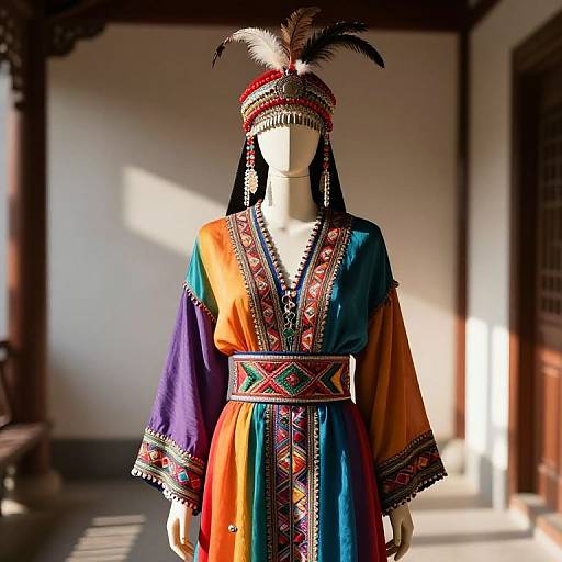Mannequin in Vibrant Traditional Garment