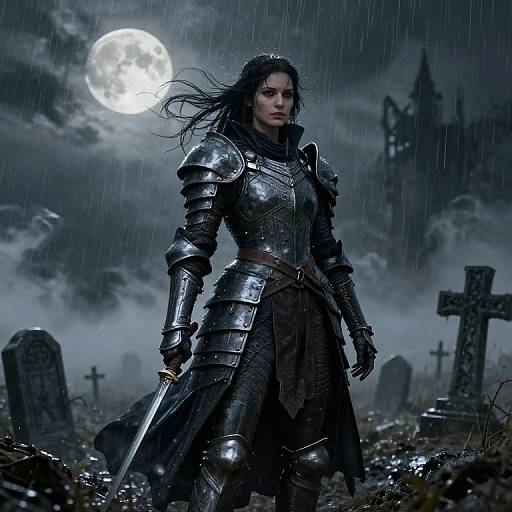 Ultra Realistic Female Warlock in Graveyard