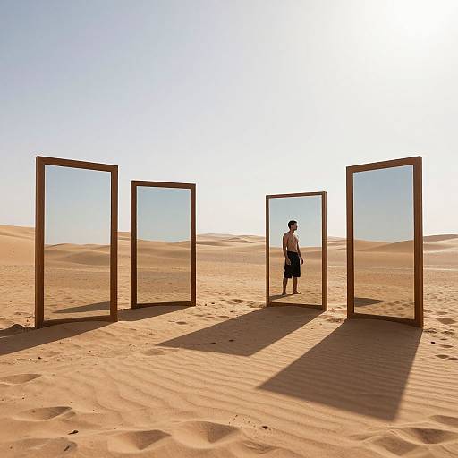 Desert Mirrors Reflecting Solitary Man