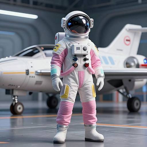 Vibrant Futuristic Astronaut with Spacecraft