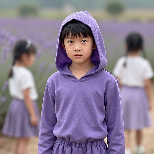 Realistic Lavender Hooded Costume Portrait