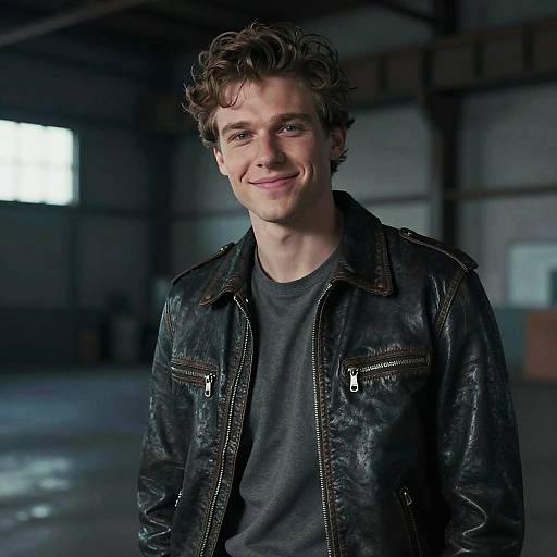 Young Man in Leather Jacket Portrait