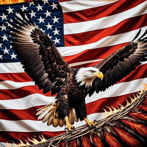 Majestic Bald Eagle with American Flag