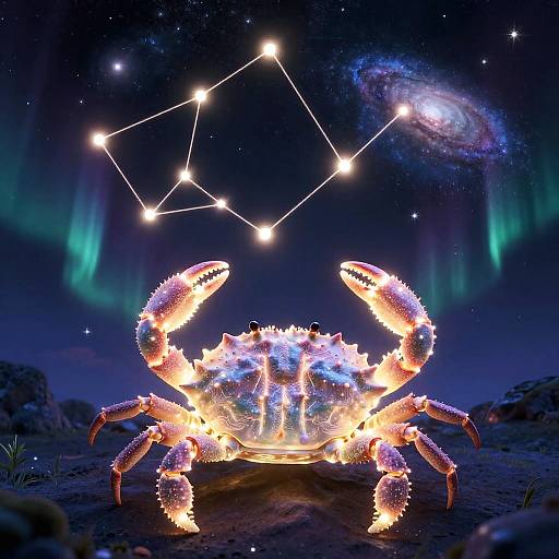 Luminous Cancer Constellation in Night Sky