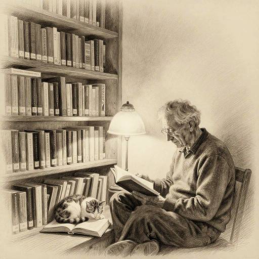Realist Pencil Sketch of Elderly Reader