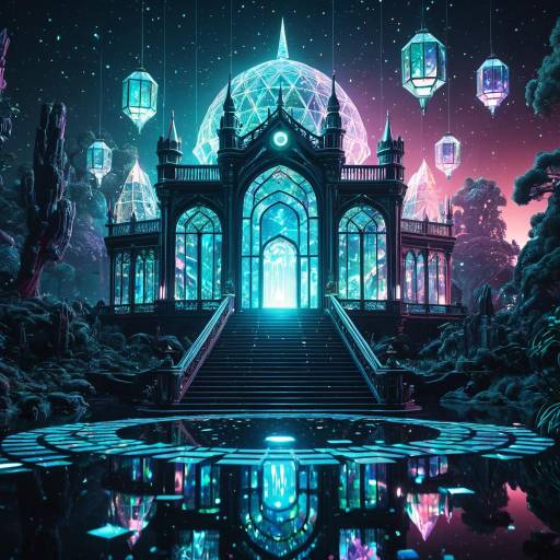 Majestic Holographic Crystal Palace Scene