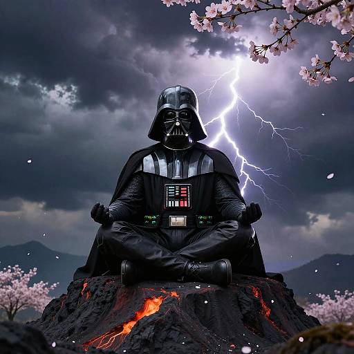 Darth Vader Meditating on Volcanic Peak