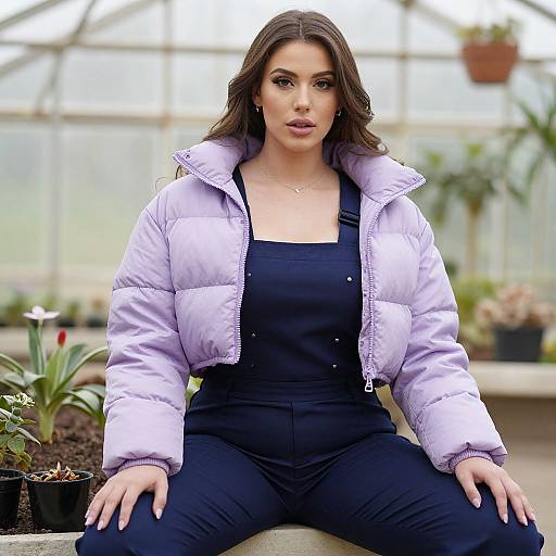 Pear-Shaped Woman in Stylish Greenhouse