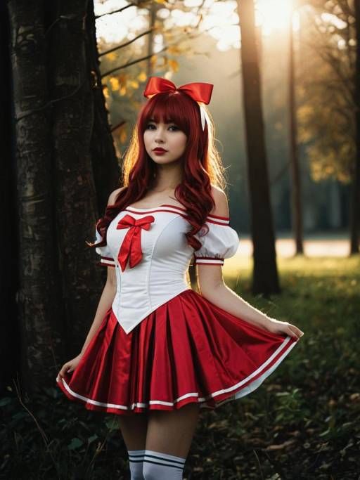 Realistic Woman Cosplaying as Ribbon Girl