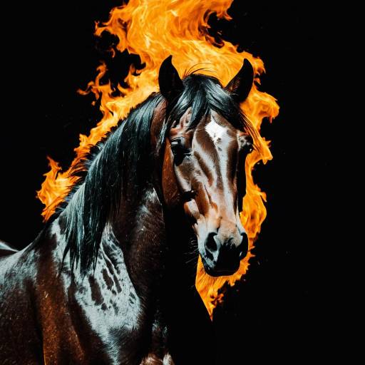 Horse Silhouette with Flaming Mane Horse Silhouette with Flaming Mane