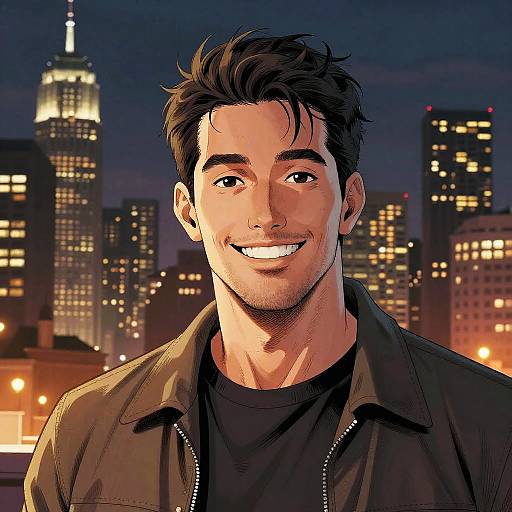 Comic Portrait of Smiling Male Model