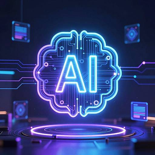 Futuristic AI Emblem in Cyberpunk Style